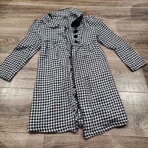 Girls Holiday Editions Jacket Size 7-8 Black and White Houndstooth Long Jacket